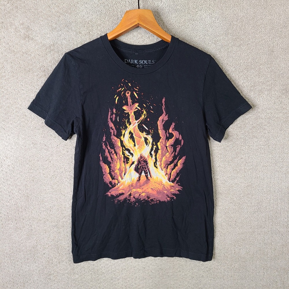 Fangamer Dark Souls Shirt Mens Medium Black Bonfire Graphic Tee Cotton Casual